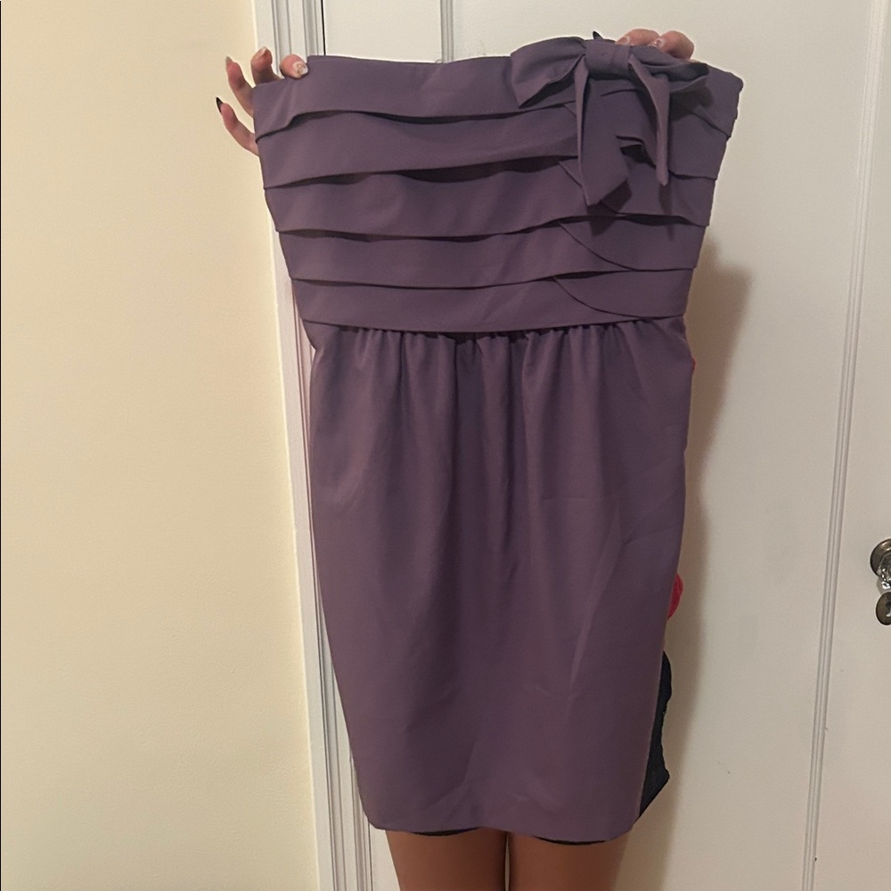 Forever 21 Strapless Lavender-Purple Ruffle Dress with Bow